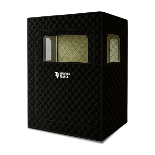 Warrior Plunge portable steam sauna in a black quilted cover